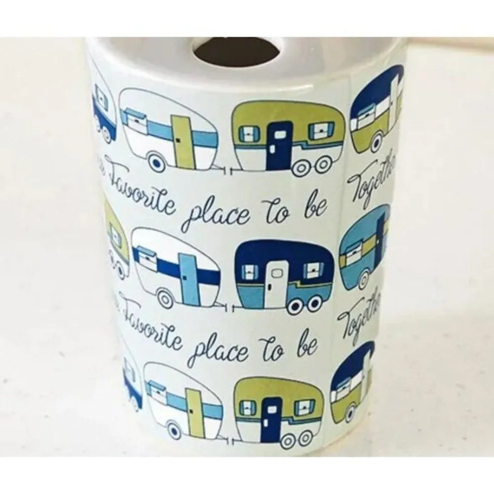 Camper Toothbrush Holder Our Favorite Place is Together Retro Trailers Bath NEW